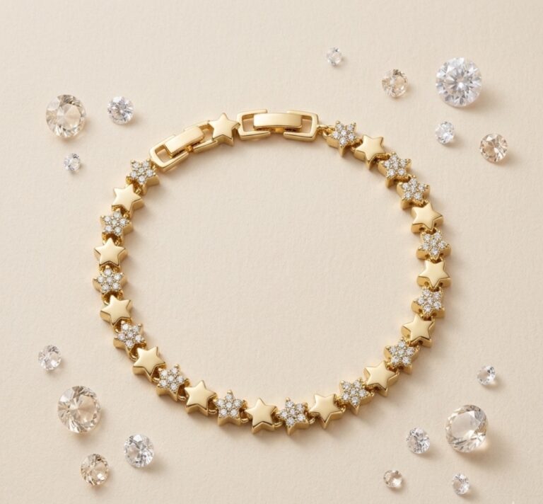 Pulsera de Estrellas de Rodio con Cristales Brillantes