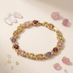 Pulsera de Rodio con Gemas Multicolor y Cristales Brillantes