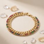 Pulsera Dual de Eslabones y Cristales Arcoíris