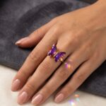 Anillo de Mariposa con Cristales Facetados Multicolores