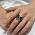 Anillo de Mariposa con Cristales Facetados Multicolores