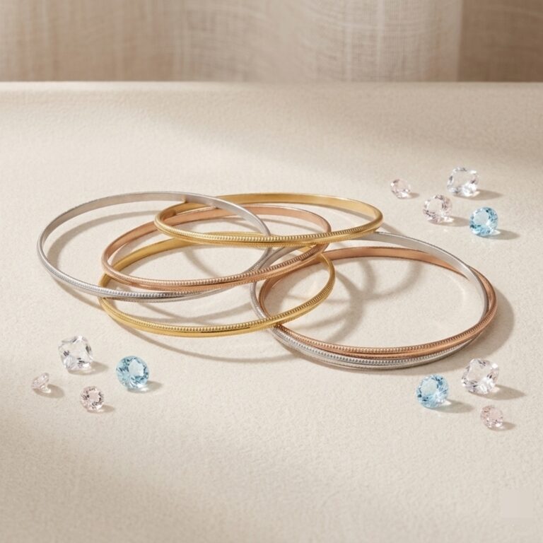 Set Semanario de Pulseras Rígidas Minimalistas – Combinación Tricolor