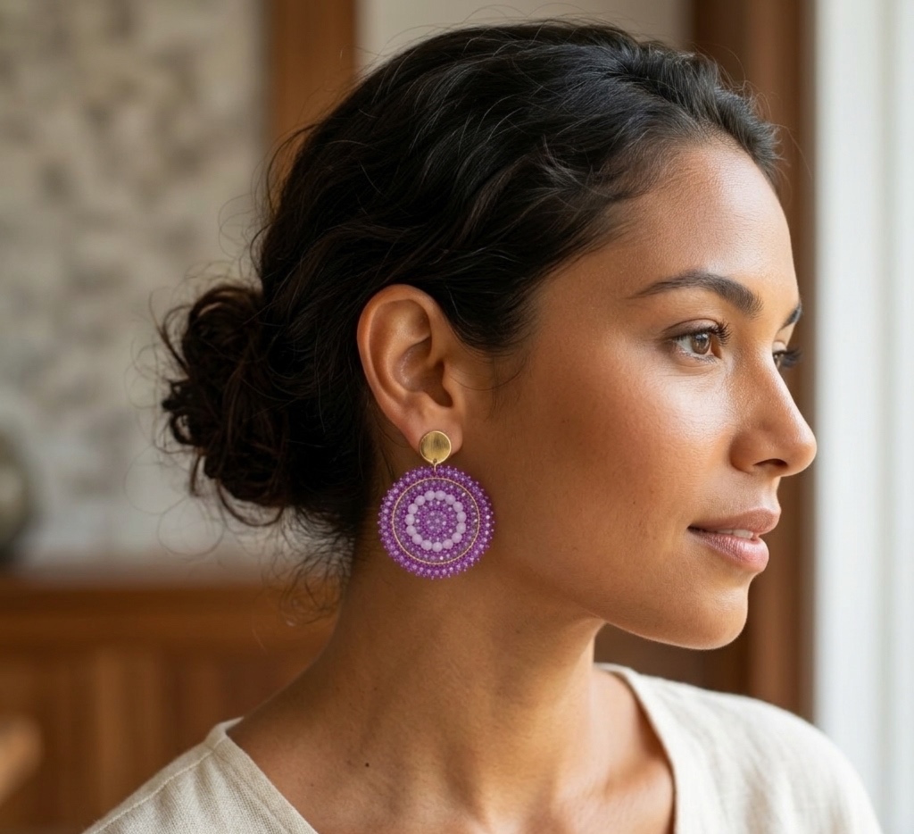 Aros Mandala Maxi Tejidos a Mano en Mostacillas Miyuki Delicas
