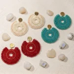 Aros Argolla Boho de Mostacillas Tejidos a Mano