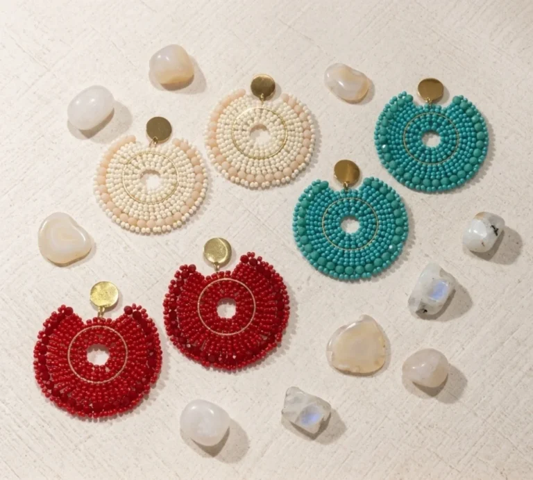 Aros Argolla Boho de Mostacillas Tejidos a Mano