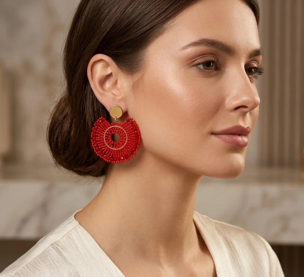 Aros Argolla Boho de Mostacillas Tejidos a Mano