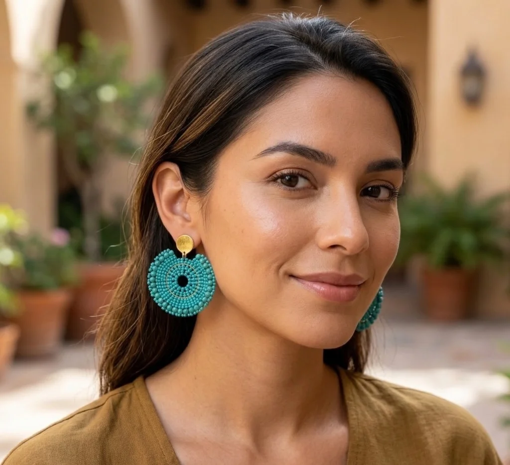 Aros Argolla Boho de Mostacillas Tejidos a Mano