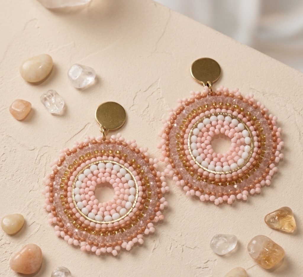 Aros Colgantes de Mostacillas Artesanales – Colección Étnica Chic