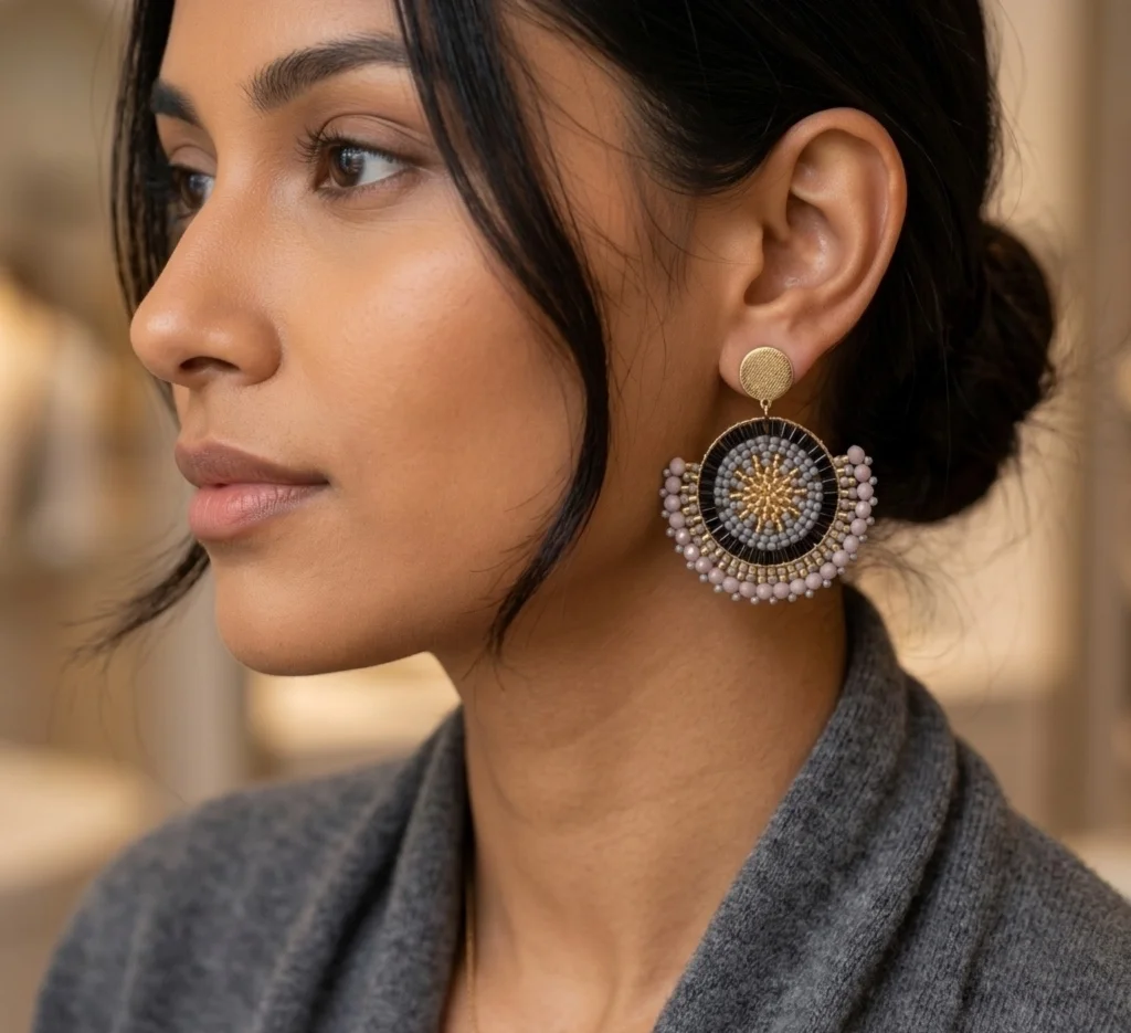 Aros de Mostacillas Artesanales – Colección Geométrica Boho