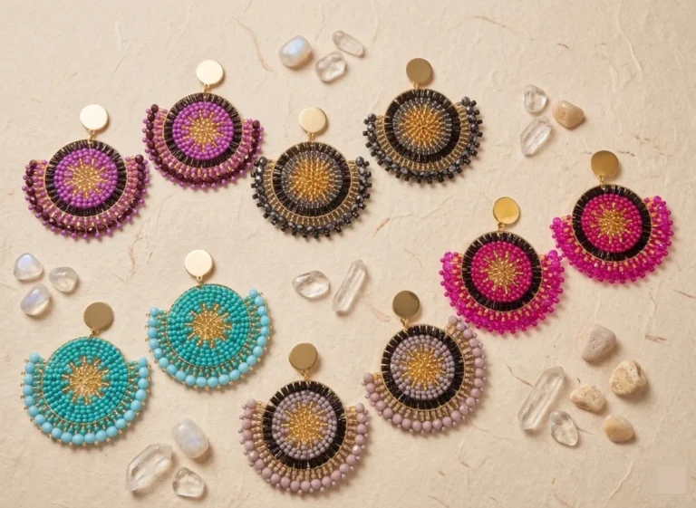 Aros de Mostacillas Artesanales – Colección Geométrica Boho