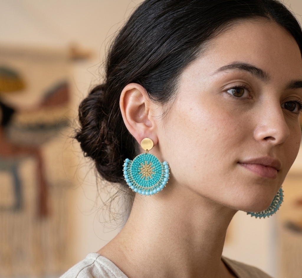 Aros de Mostacillas Artesanales – Colección Geométrica Boho