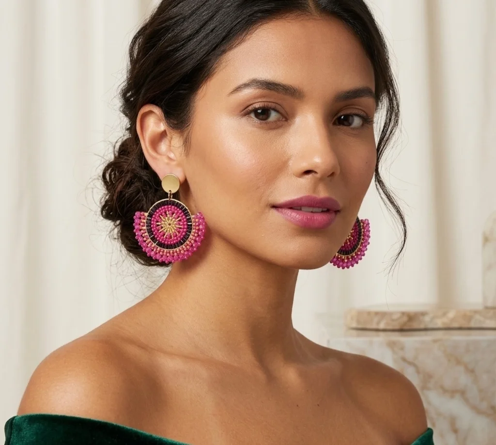 Aros de Mostacillas Artesanales – Colección Geométrica Boho