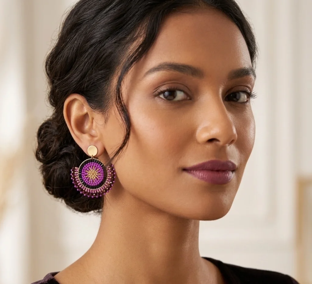 Aros de Mostacillas Artesanales – Colección Geométrica Boho